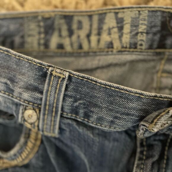 Ariat M5 Rebar Jeans Mens 38x30 Blue Denim Straight Leg Western Cowboy Rodeo - Picture 3 of 8